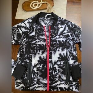 Fabletics Palm Tree Diana Bomber Athletic Jacket Black White Light Weight Small